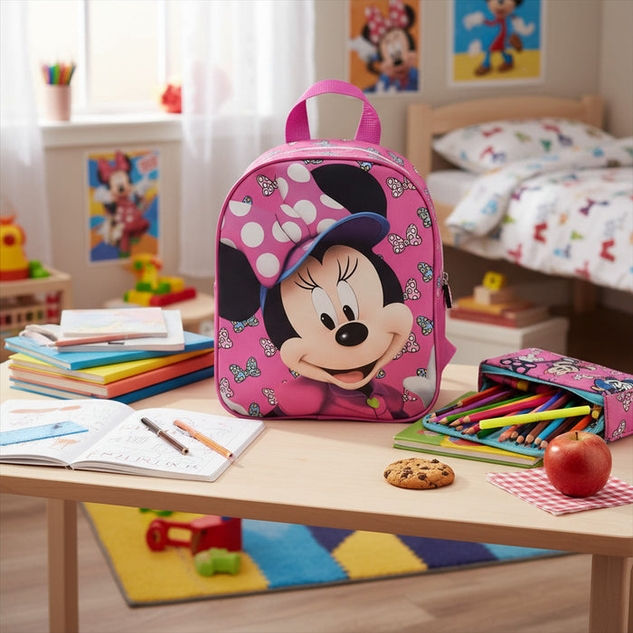 Zaino Scuola Bambini Rosa Topolina con Chiusura Lampo 🎒