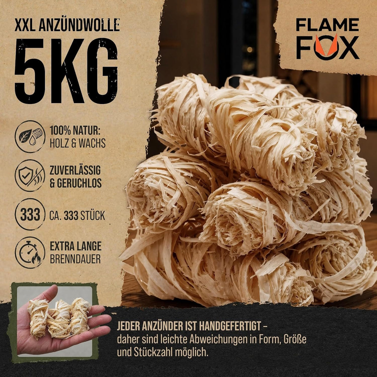 Lana di Ignizione XXL 10kg Legno e Cera per Camino