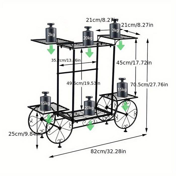 Carrello Portapiante Metallo Grande per Fiori 🌿