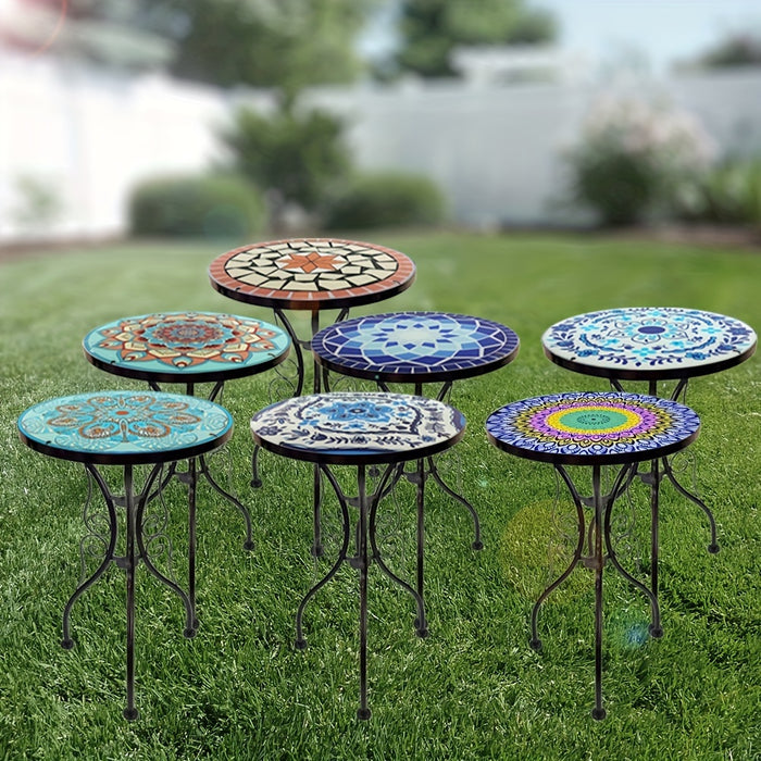 Tavolino da Giardino in Vetro - Porta Fiori Decorativo