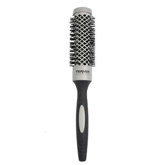 Spazzola professionale Termix Evolution Basic con setole dense in nylon ionizzato, rivestimento PTFE e manico ergonomico nero, ideale per styling e cura dei capelli.