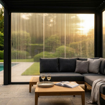 Laterale manuale pergola bioclimatica PVC antracite bianco 270x238 cm