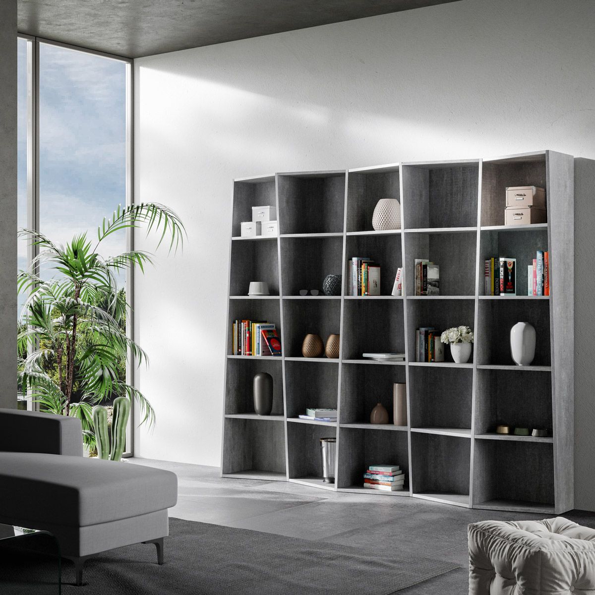 Librerie TREK Serie 3, 5, 7: Variazioni Dimensionali per Stile e Funzionalità Librerie made in italy Hobby Shop Solution Trek 5 Cemento 