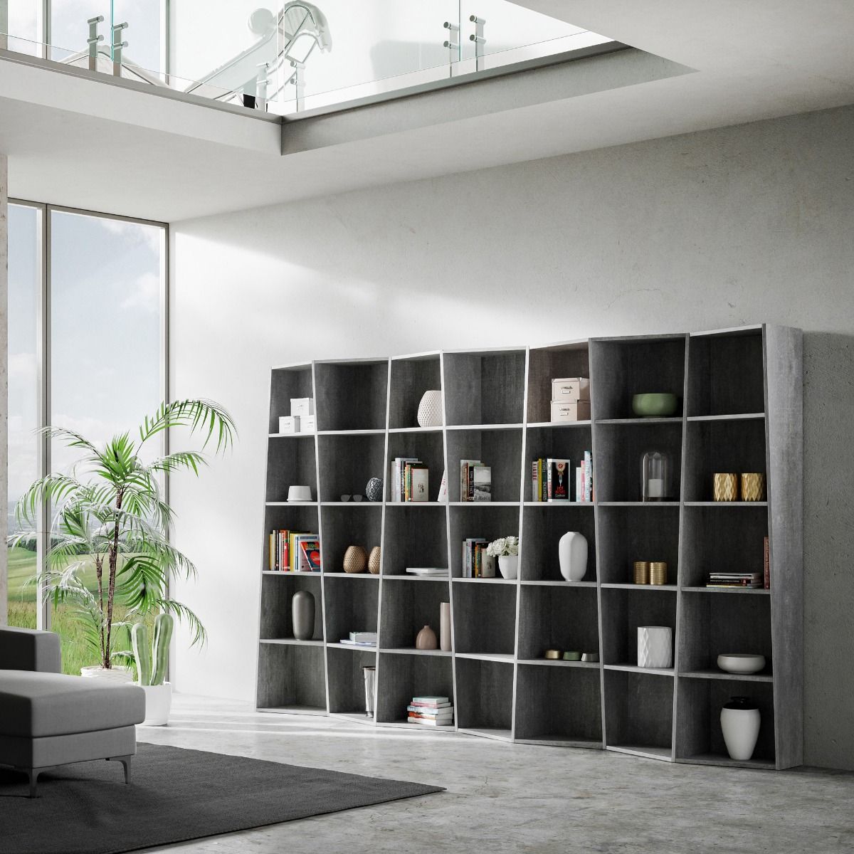 Librerie TREK Serie 3, 5, 7: Variazioni Dimensionali per Stile e Funzionalità Librerie made in italy Hobby Shop Solution Trek 7 Cemento 