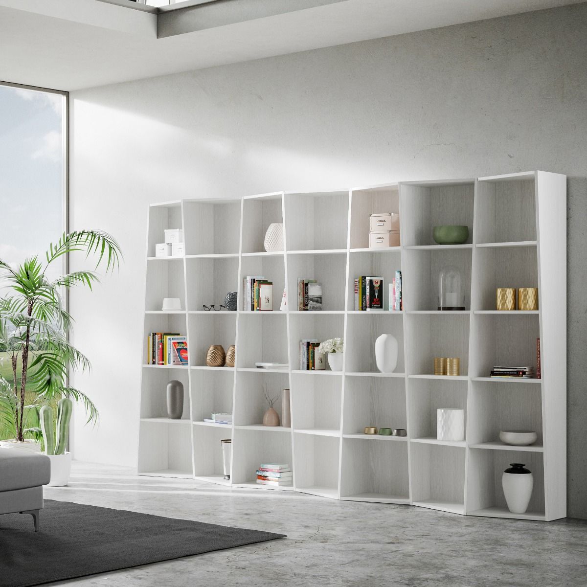 Librerie TREK Serie 3, 5, 7: Variazioni Dimensionali per Stile e Funzionalità Librerie made in italy Hobby Shop Solution Trek 7 Bianco Frassino 