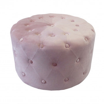 Pouf rotondo in velluto rosa, diametro 67 cm, altezza 41 cm