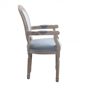 Poltrona in velluto grigio, dimensioni 55x46x96 cm, peso 6,3 kg