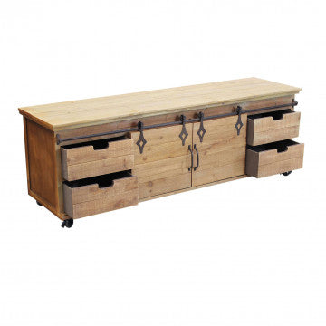 Mobile Clement in metallo e legno, cm 151x45x52h, colore marrone