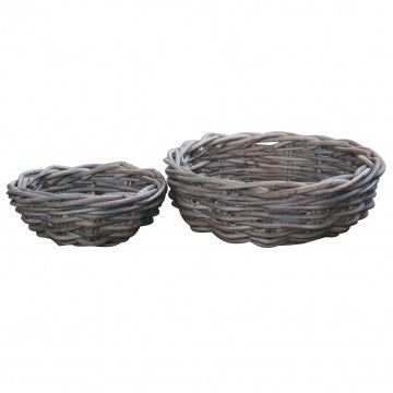 Set di 2 cesti in vimini grigio, diametri 58 e 41 cm, altezze 20 e 14 cm