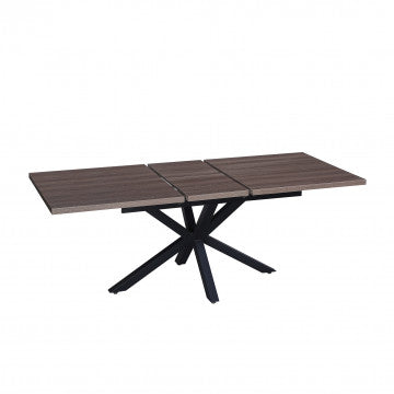 Tavolo allungabile piano melamina effetto cemento struttura metallo nero 160-200x90