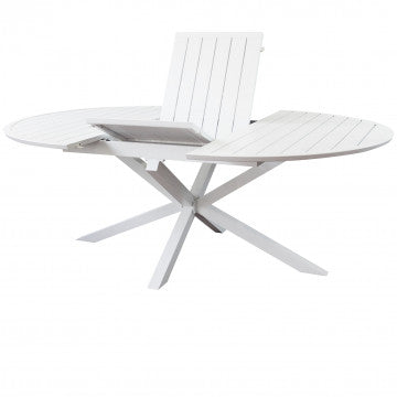 Tavolo rotondo allungabile in alluminio verniciato 150/204 cm diametro