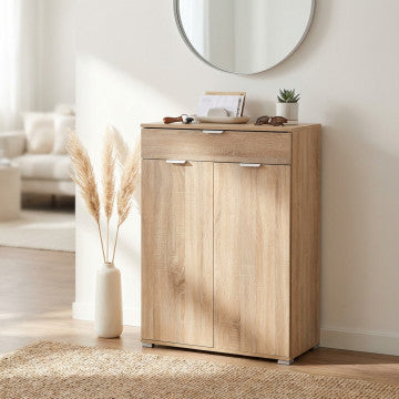 Mobiletto in truciolare con 2 ante e 1 cassetto, dimensioni 75x38x112 cm