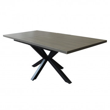 Tavolo allungabile piano melamina effetto legno antracite struttura metallo nera