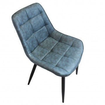 Poltrona con struttura metallo, seduta e schienale in ecopelle blu