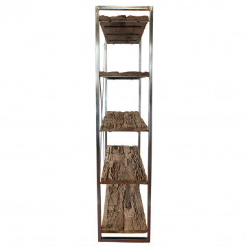 Mobile in legno riciclato con 5 ripiani 118x37x218 cm