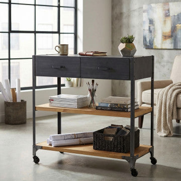 Tavolo Libreria Buddy Legno Acciaio Nero 90x39x92h cm