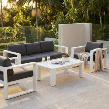 Divano 3 posti alluminio verniciato con cuscini removibili 227x85 cm