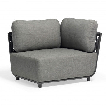 Poltrona angolare con struttura in alluminio e rivestimento in corda PVC