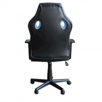 Poltrona gaming azzurra e nera in poliuretano, altezza regolabile
