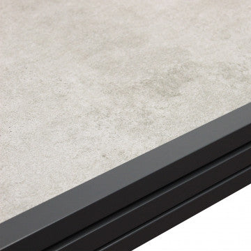 Tavolo allungabile piano vetro effetto legno base alluminio 120-240x90 cm