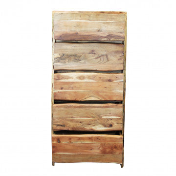Mobile in legno di acacia massiccia, dimensioni 70x40x150 cm, finitura marrone