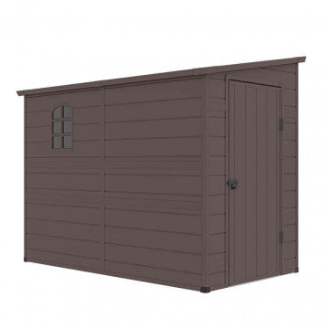 Casetta in plastica con finestra 143x247x194 cm colore marrone