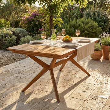 Tavolo legno acacia massiccio 180/240x90 cm spessore 25 mm