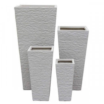 Set 4 vasi fibra argilla sintetica grigio beige dimensioni progressive