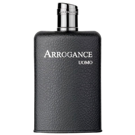 Flacone di profumo Arrogance Uomo Eau De Toilette con rivestimento in pelle nera, spray da 100 ml, elegante e maschile