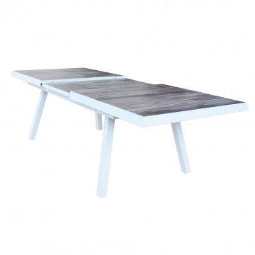 Tavolo allungabile 205/265 cm base alluminio piano ceramica effetto legno
