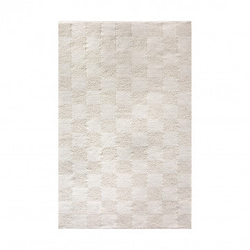 Tappeto in lana e cotone avorio con decoro, dimensioni 120x180 cm