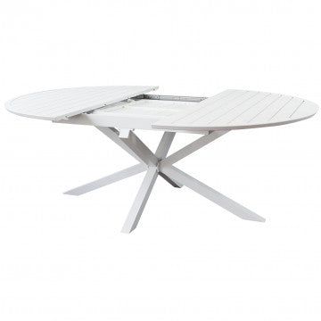 Tavolo rotondo allungabile in alluminio verniciato 150/204 cm diametro