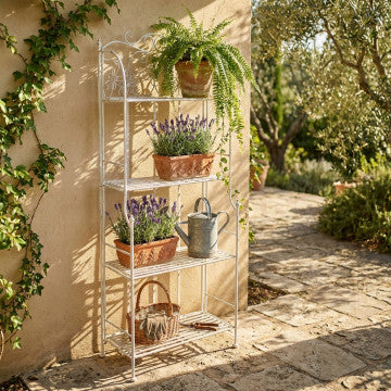 Étagère metallo 4 piani verniciato polvere bianco antico, 60x31x158 cm