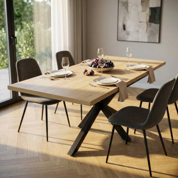 Tavolo allungabile con piano melamina e struttura metallo 160/200x90