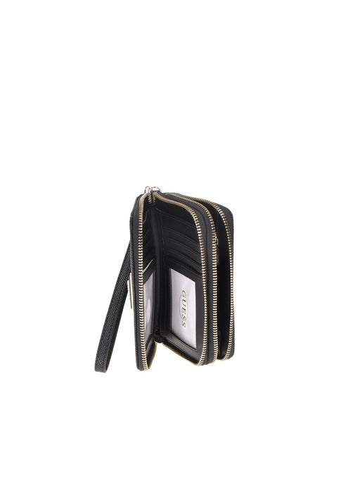 Portafoglio GUESS Laurel In Ecopelle Con Doppia Cerniera Logo Frontale E Lungo Tira Zip 14x9x3 Cm