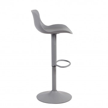 Sgabello in polipropilene grigio con base metallica, altezza regolabile 81-102 cm