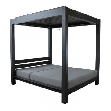 Gazebo con struttura alluminio antracite e tettuccio apribile 180x205x200 cm