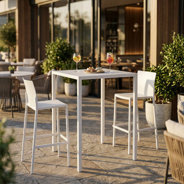 Tavolo autolivellante metallo 70x70 cm altezza 110 cm bianco
