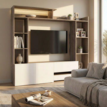 Parete Attrezzata Bianco Rovere Chiaro 180x165h cm