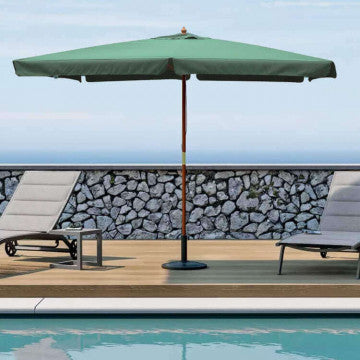 Ombrellone rettangolare 3x4 m con palo legno e telo poliestere 180 gr