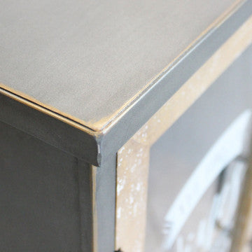 Mobile in legno e acciaio, dimensioni 124x39,5x80 cm, peso 30 kg