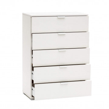 Mobiletto bianco 5 cassetti in truciolare bilaminato 75x38x103 cm