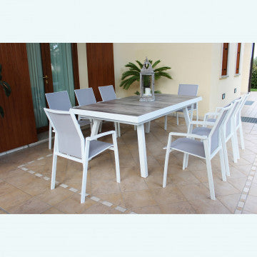 Tavolo allungabile 205/265 cm base alluminio piano ceramica effetto legno