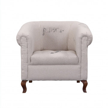 Poltrona struttura legno di mango, seduta in stoffa, 76x76x90 cm