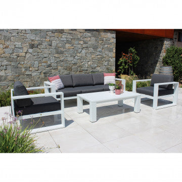 Divano 3 posti alluminio verniciato con cuscini removibili 227x85 cm