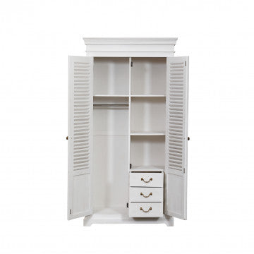 Armadio in legno di mango, 100x50x200 cm, colore bianco, peso 50 kg