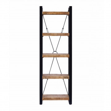 Mobile in legno di mango con struttura in metallo, 5 ripiani, 60x40x180 cm