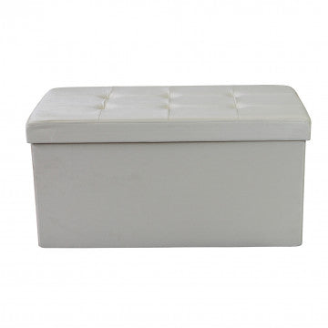 Pouf contenitore rettangolare in velluto beige 76x38x38 cm