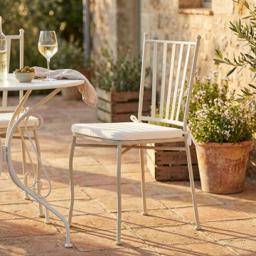 Sedia in acciaio verniciato tortora con cuscino beige 41x42x90 cm