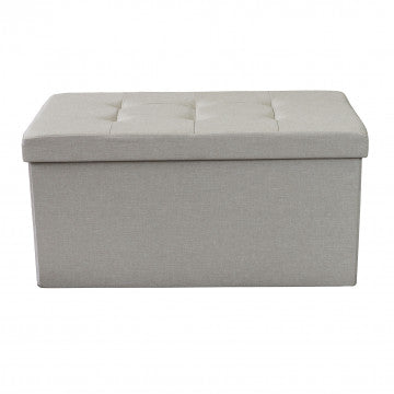 Pouf contenitore rettangolare in tessuto tortora 76x38x38 cm